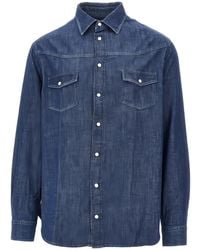 Emporio Armani - Western-Style Denim Shirt - Lyst