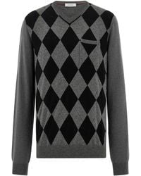 Ferragamo - Argyle Pocket V-Neck Sweater - Lyst