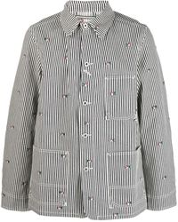 KENZO - Floral-Embroidered Striped Shirt Jacket - Lyst