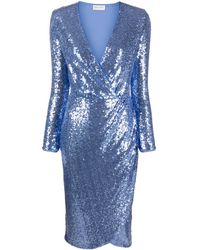 ERMANNO FIRENZE - Sequined Wrap Midi Dress - Lyst