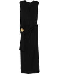 Jil Sander - Vestido Largo Drapeado Con Cuello En V - Lyst