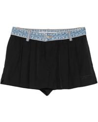 Alexander Wang - Denim-Waistband Pleated Shorts - Lyst