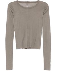 Rick Owens - Graues Langarm Rundhals T-Shirt - Lyst