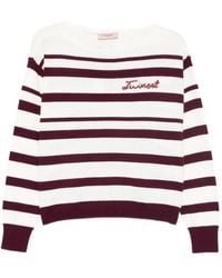 Twinset - Striped Embellished-Logo Sweater - Lyst