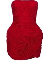 Magda Butrym - Strapless Ruched Floral Mini Dress - Lyst