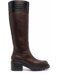 Tod's - Engraved Logo Knee-Length Boots - Lyst