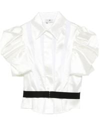Elisabetta Franchi - Puff-Sleeve Belted Shirt - Lyst