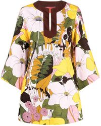 La DoubleJ - The Kaftan Mini Floral-print Dress - Lyst