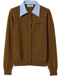 Miu Miu - Cardigan Aus Kaschmir Mit Hemdkragen - Lyst