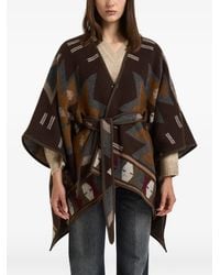 Bazar Deluxe - Geometric-Pattern Belted Cape - Lyst