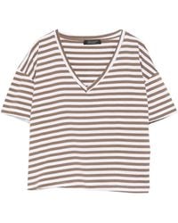 Aragona - Gestreiftes T-Shirt mit V-Ausschnitt - Lyst