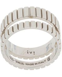 Ivi Skinny Slot Ribbed Ring - Metallic