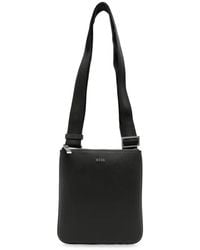 BOSS - Logo-Plaque Saffiano-Effect Shoulder Bag - Lyst