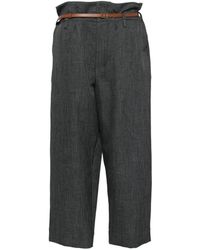 Plan C - Belted Paperbag-Waist Trousers - Lyst