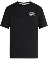 Lacoste - Black Logo-patch Cotton T-shirt - Lyst
