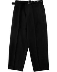 Jil Sander - Wollen Canvas Broek Met Ceintuur - Lyst