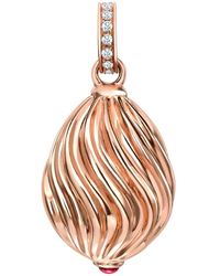 Faberge - Pendente Heritage Sunburst Egg in oro rosa 18kt con diamanti e zaffiri - Lyst