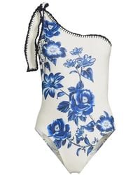 FARM Rio - Floral-Print One-Shoulder Swimsuit - Lyst