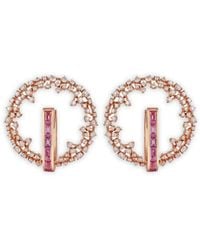 ANANYA - 18K Rose Diamond And Sapphire Hoop Earrings - Lyst