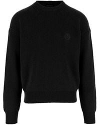 Giorgio Armani - Logo-Patch Ribbed-Knit Virgin-Wool Sweater - Lyst