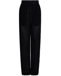 Victoria Beckham - Geometric-Pattern Curved-Leg Trousers - Lyst