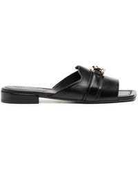Jimmy Choo - Nako Logo-Plaque Flat Leather Sandals - Lyst