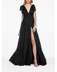 Framboise - Robe Longue Savana En Soie À Col V - Lyst