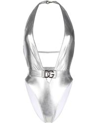 Dolce & Gabbana - Costume intero con placca logo - Lyst