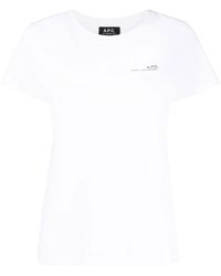 A.P.C. - Camiseta con logo estampado y cuello redondo - Lyst