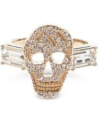 McQueen - Skull Crystal-Embellished Ring - Lyst