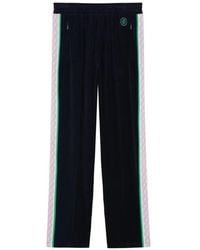 Drole de Monsieur - Logo-Embroidered Side-Stripe Velvet Track Pants - Lyst