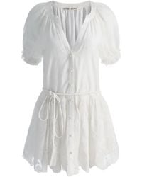 Alice + Olivia - Puff-Sleeve Button-Down Dress - Lyst