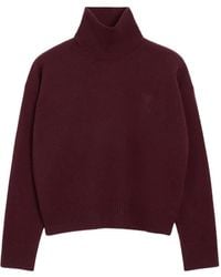 Ami Paris - Ami De Coeur Wollen Trui Met Trechterhals - Lyst