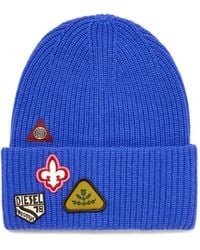 DIESEL - K-Phat Patch-Detail Ribbed-Knit Beanie Hat - Lyst