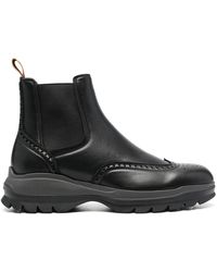Santoni - Leather Brogue Chelsea Boots - Lyst