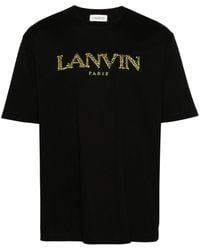 Lanvin - Logo-embroidered cotton T-shirt - Lyst