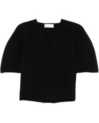 Christian Wijnants - Ribbed-Knit V-Neck Short Sleeve Sweater - Lyst