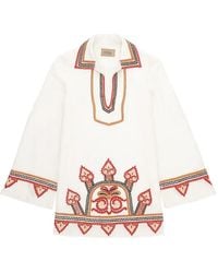 Fortela - Embroidered Trapeze Dress - Lyst