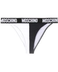 Moschino - High Waist Bikinislip Met Logoprint - Lyst