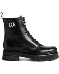 DSquared² - Icon Plaque Combat Boots - Lyst