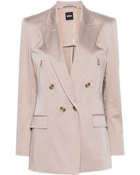 BOSS - Double-breasted Satin Blazer - Lyst