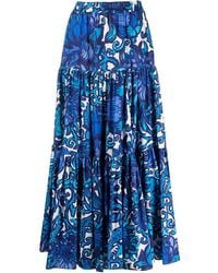 La DoubleJ - Graphic-Print Tiered Cotton Skirt - Lyst