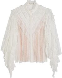 Alice + Olivia - Rheba Lace Ruffle Sleeve Top - Lyst