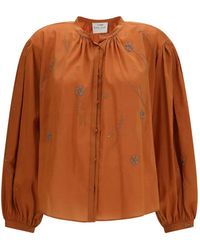 forte_forte - Bead-Embroidered Voile Shirt - Lyst