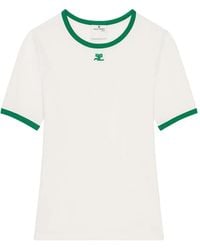 Courreges - Logo-Embroidered Contrast-Trim T-Shirt - Lyst