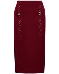 Alessandra Rich - Pointelle-Knit Button-Detail Midi Skirt - Lyst