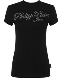 Philipp Plein - T-shirt orné de cristal à logo imprimé - Lyst