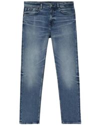 BOSS - Faded-Effect Whiskered Jeans - Lyst