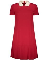 RED Valentino - Contrast-Collar Short-Sleeve Dress - Lyst