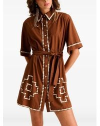 Carolina K - Amaia Button-Embellished Belted Shirt Mini Dress - Lyst